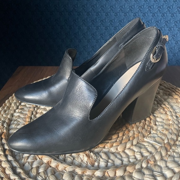Nine West Black Heel Size 8 Leather Office Neutral Business Contemporary Event - Picture 6 of 14